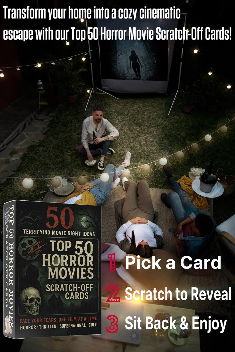 Horror Movies Scratch Off Cards | Premium Movie Night Gift – GIFTSFARM
