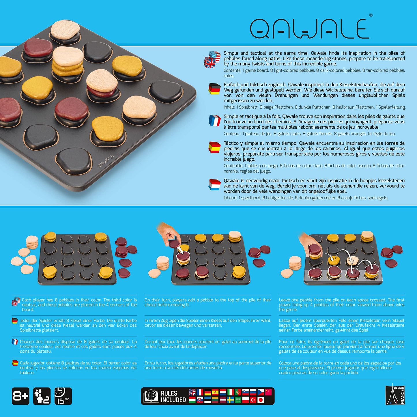 GIGAMIC Qawale — Award-Winning 2-Player Wooden Abstract Strategy Game