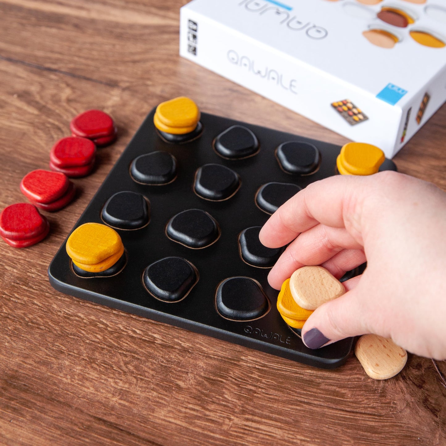 GIGAMIC Qawale Mini | Travel-Friendly Abstract Strategy Board Game for 2 Players