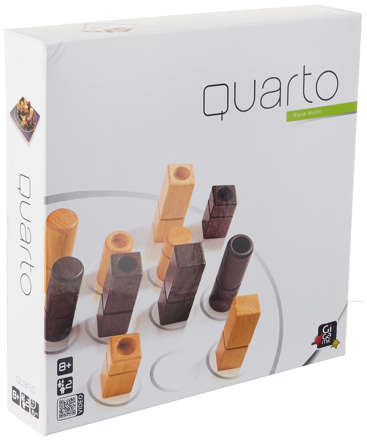 GIGAMIC Quarto Mensa Select Winner — Wooden Abstract Strategy Game for 2 Players
