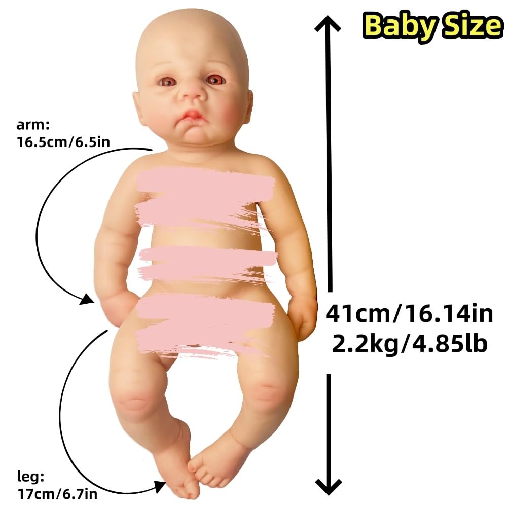 GiggleBabble 17-Inch Full Silicone Reborn Baby Doll – Eyes Open, Realistic & Gift-Ready