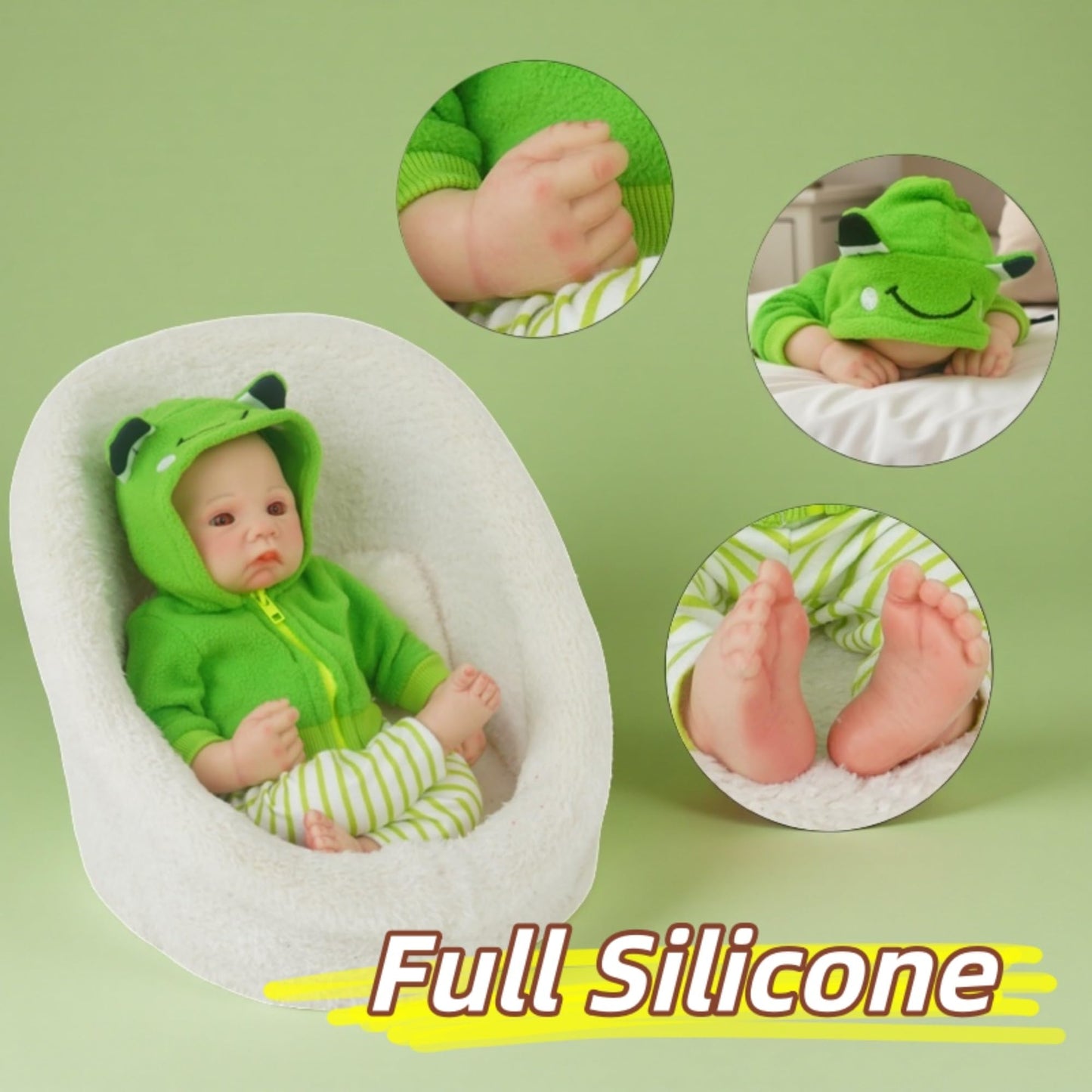 GiggleBabble 17-Inch Full Silicone Reborn Baby Doll – Eyes Open, Realistic & Gift-Ready