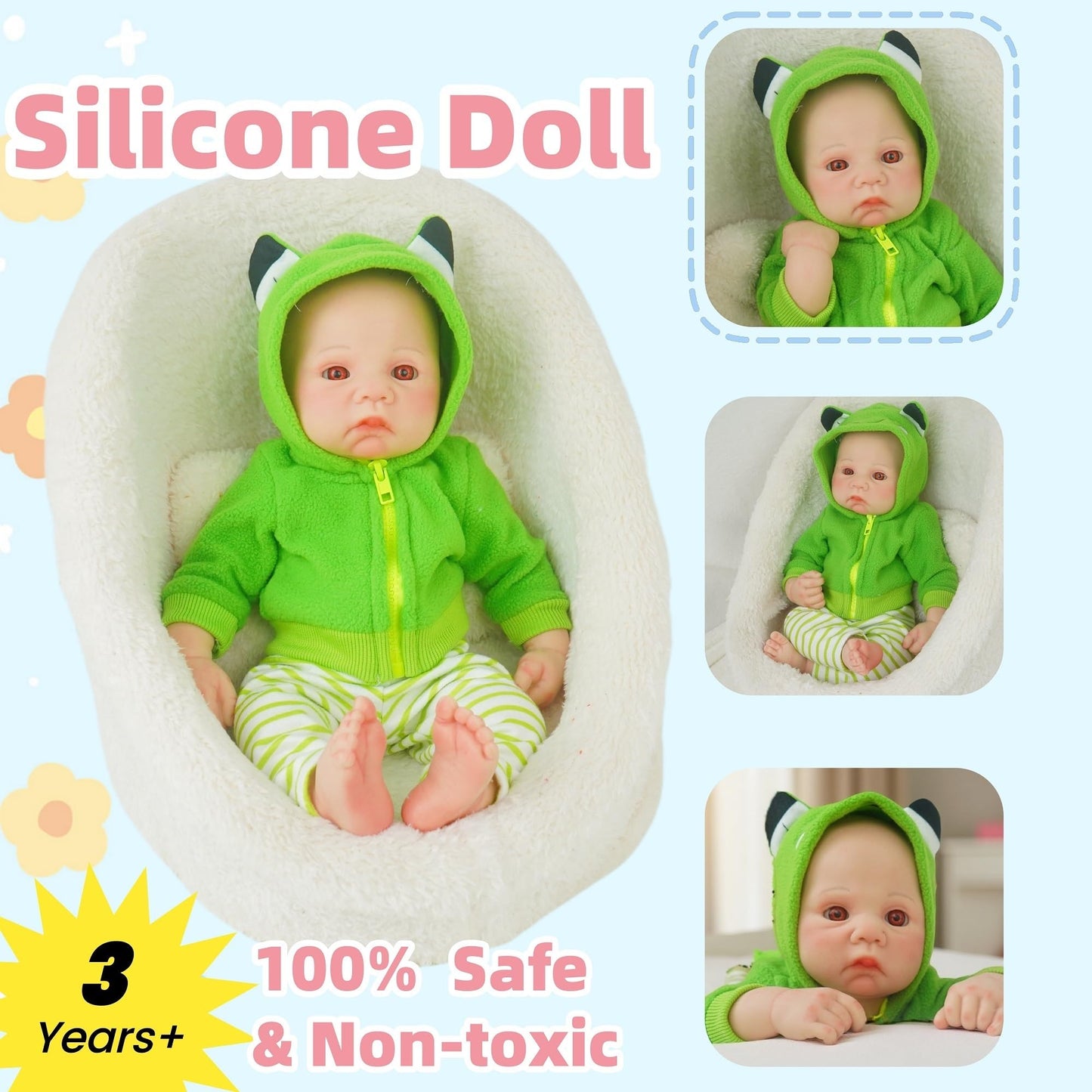 GiggleBabble 17-Inch Full Silicone Reborn Baby Doll – Eyes Open, Realistic & Gift-Ready