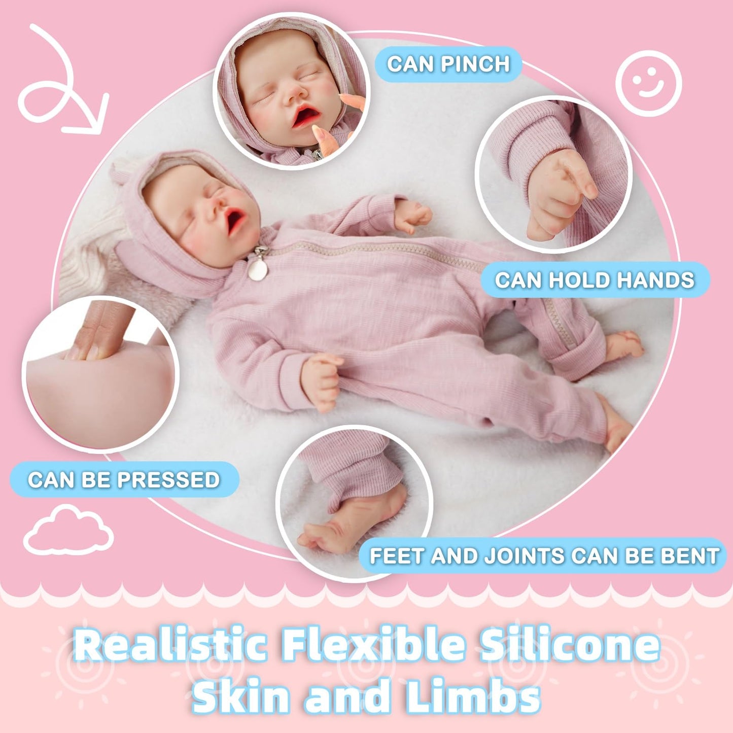 GiggleBabble Realistic Reborn Baby Doll – 17 Inch Full Silicone, Lifelike Gift for Kids