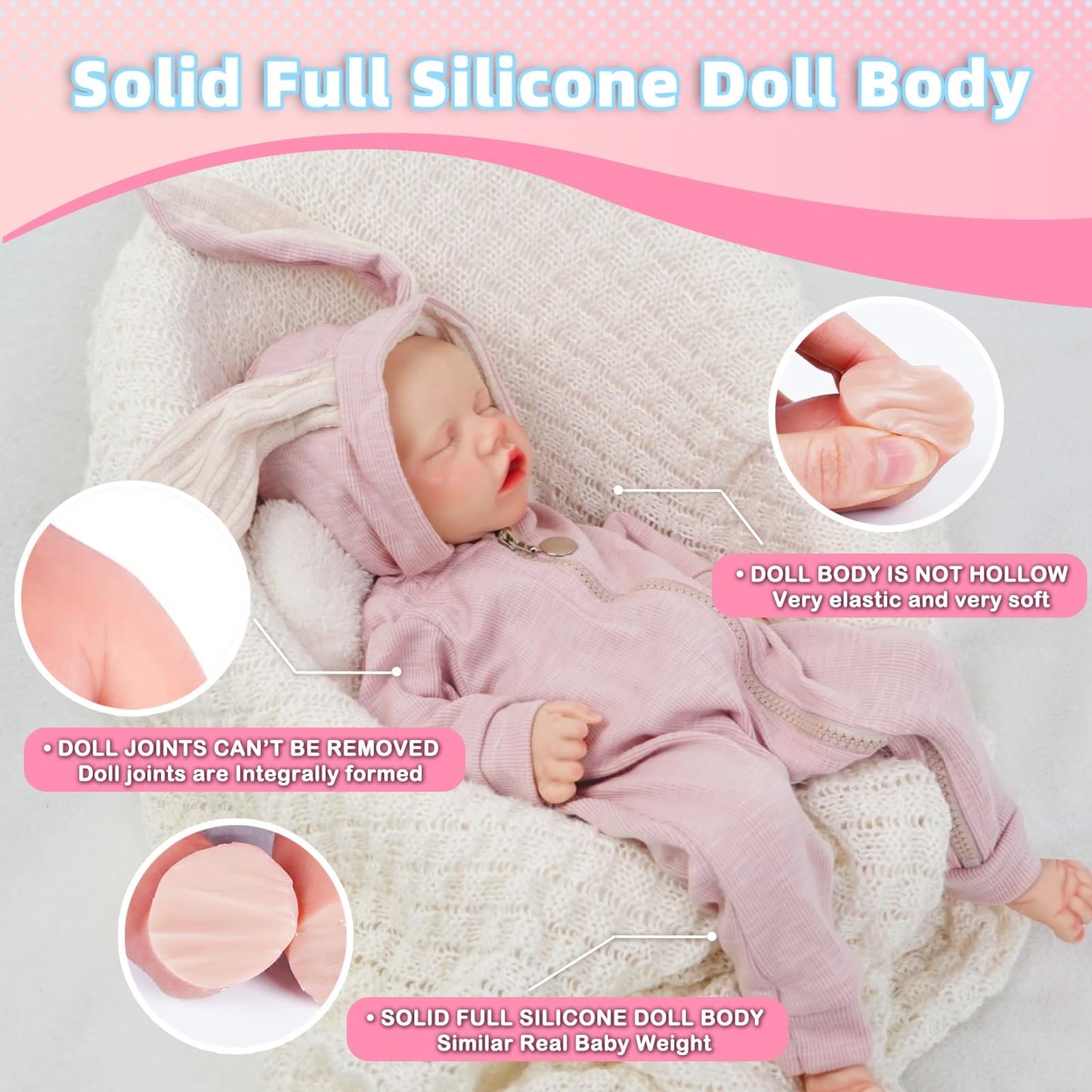 GiggleBabble Realistic Reborn Baby Doll – 17 Inch Full Silicone, Lifelike Gift for Kids