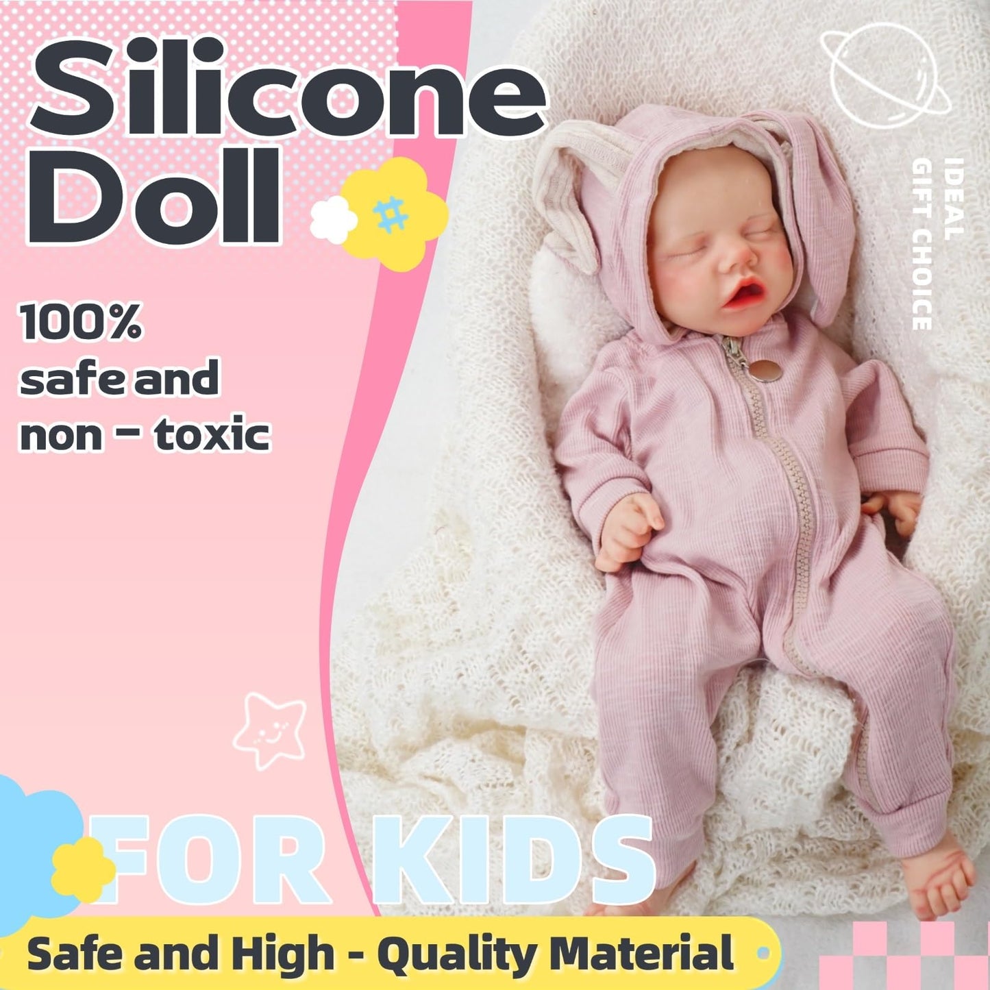 GiggleBabble Realistic Reborn Baby Doll – 17 Inch Full Silicone, Lifelike Gift for Kids
