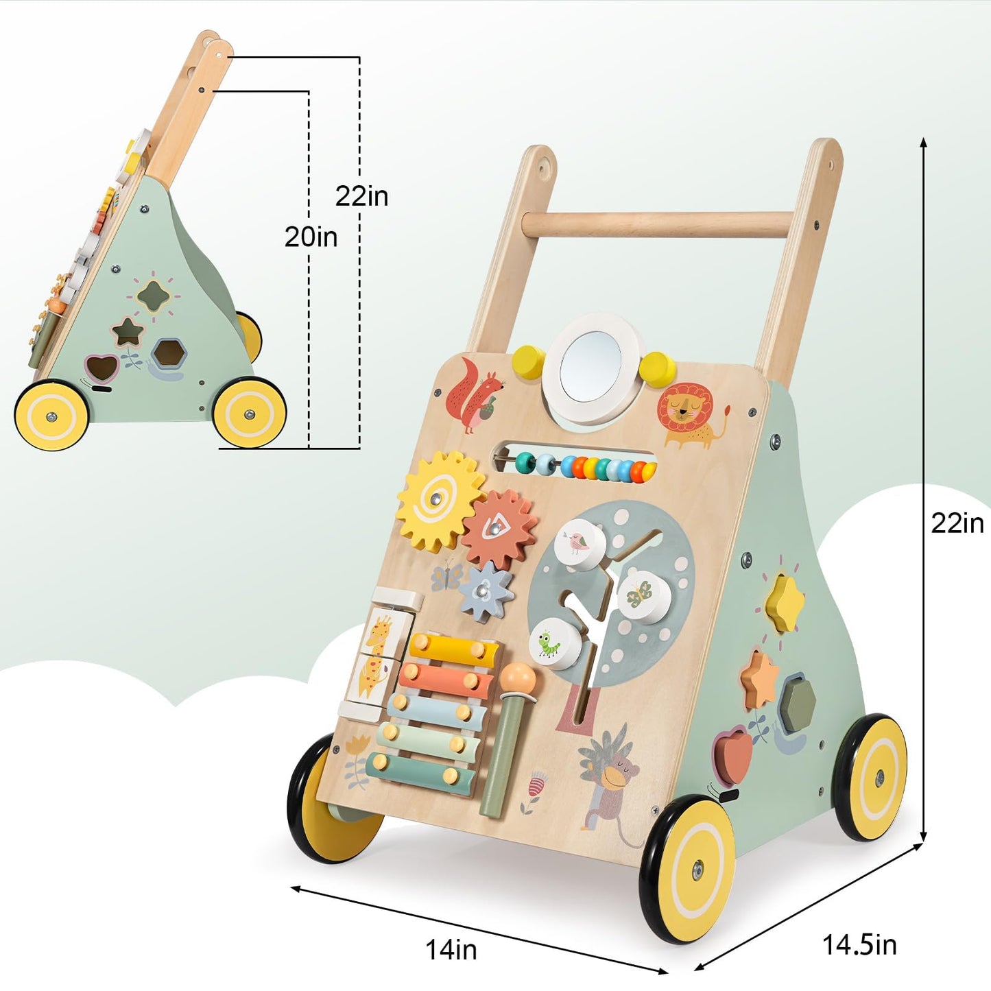 GiggleGems Wooden Baby Walker – Learning Activities for 18–36 Months | Push & Pull Toy