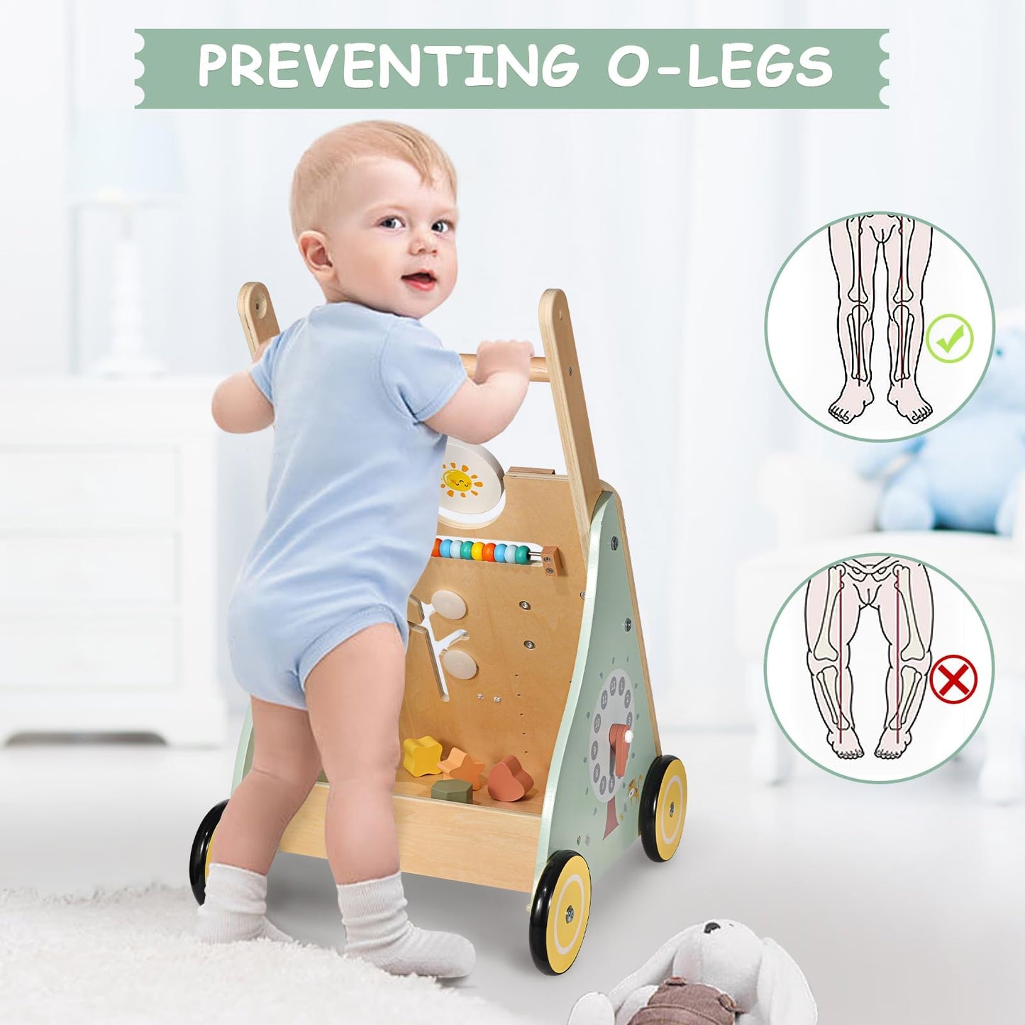 GiggleGems Wooden Baby Walker – Learning Activities for 18–36 Months | Push & Pull Toy