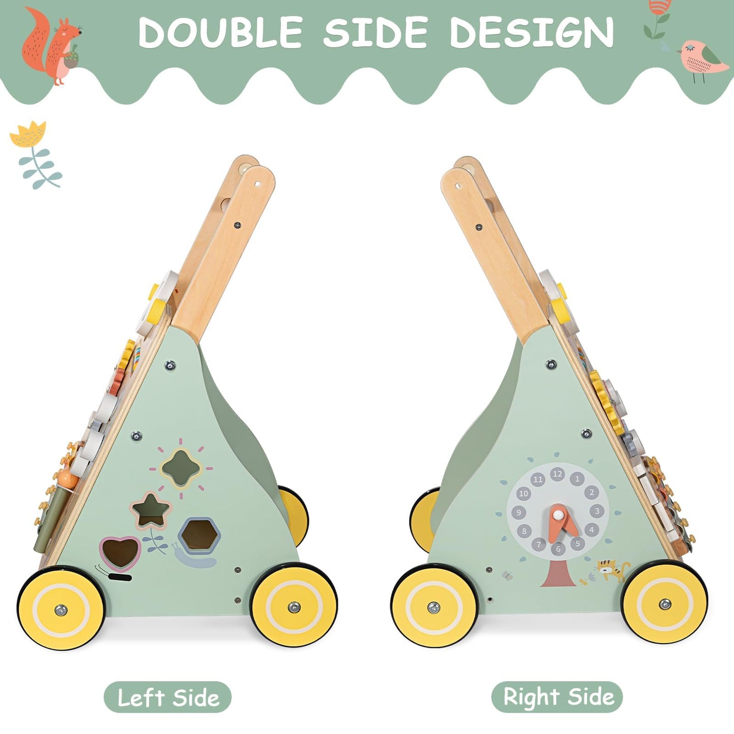 GiggleGems Wooden Baby Walker – Learning Activities for 18–36 Months | Push & Pull Toy