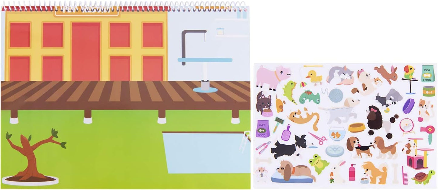 Giggles & Pebbles Educational Magic Sticker Pad Book – Reusable, Washable, Non-Adhesive for Kids