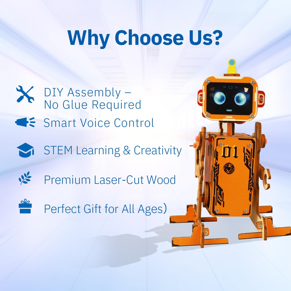 Giggleway STEM Robotics Kit for Kids 8-12 — Voice-Controlled Wooden Robot
