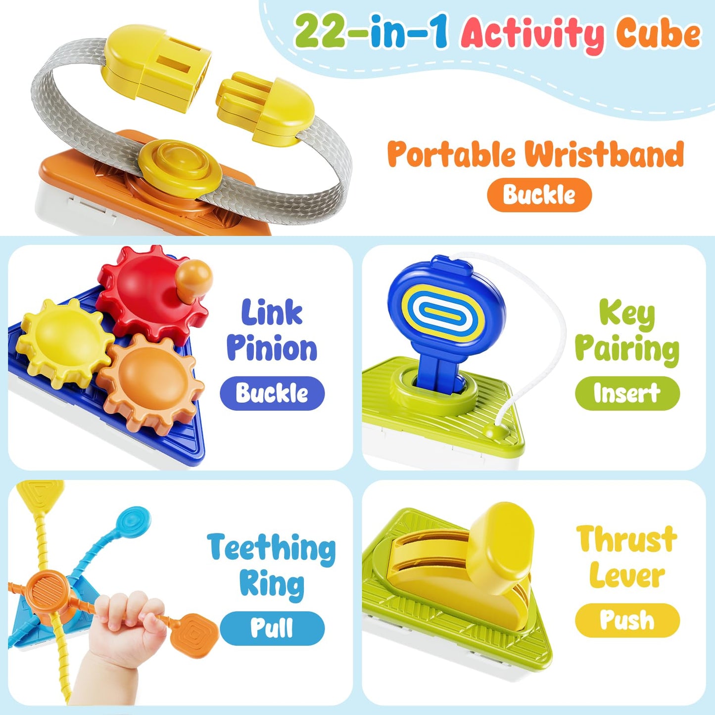 Gigilli 22-in-1 Montessori Busy Cube – Sensory & Educational Toy for 6-36 Months