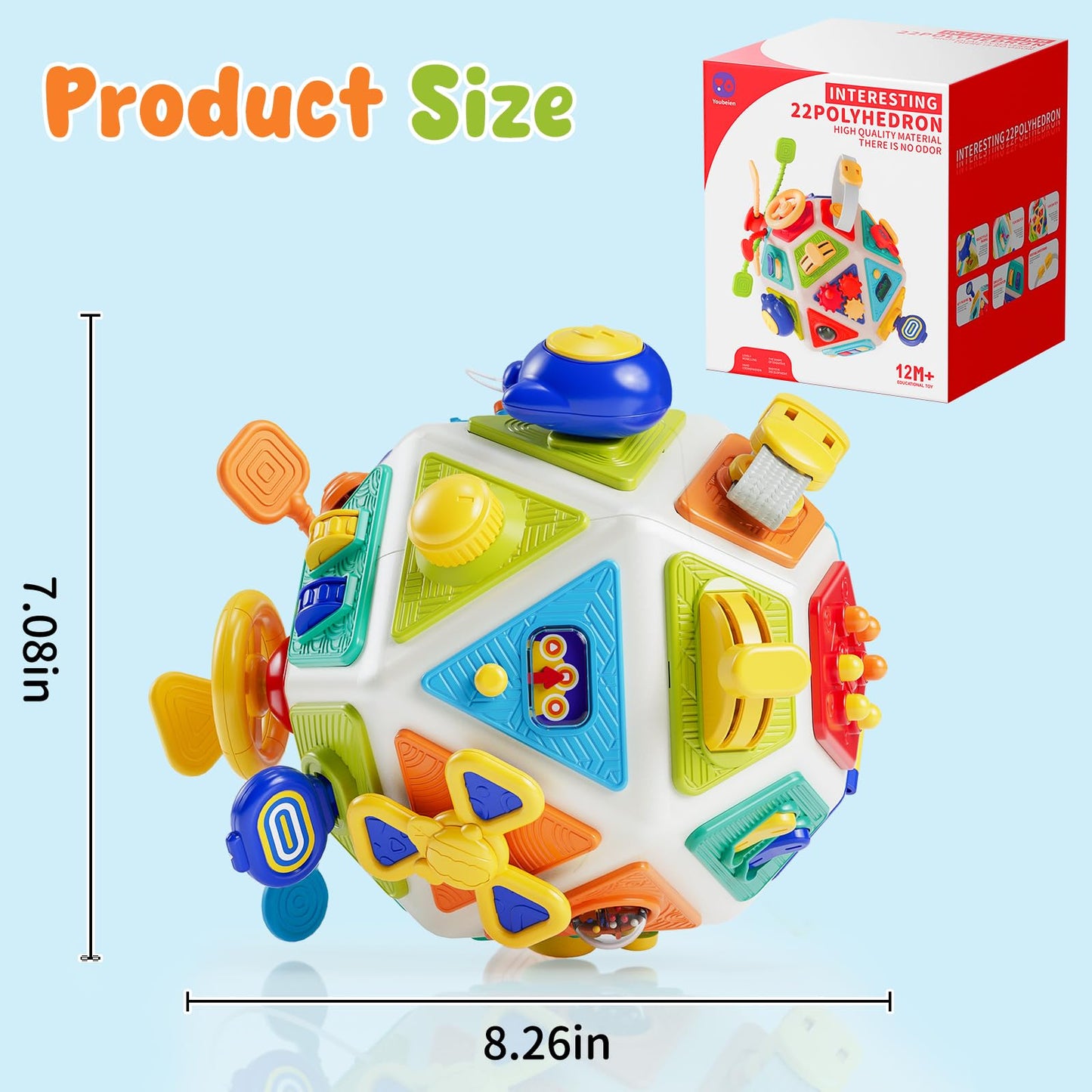 Gigilli 22-in-1 Montessori Busy Cube – Sensory & Educational Toy for 6-36 Months