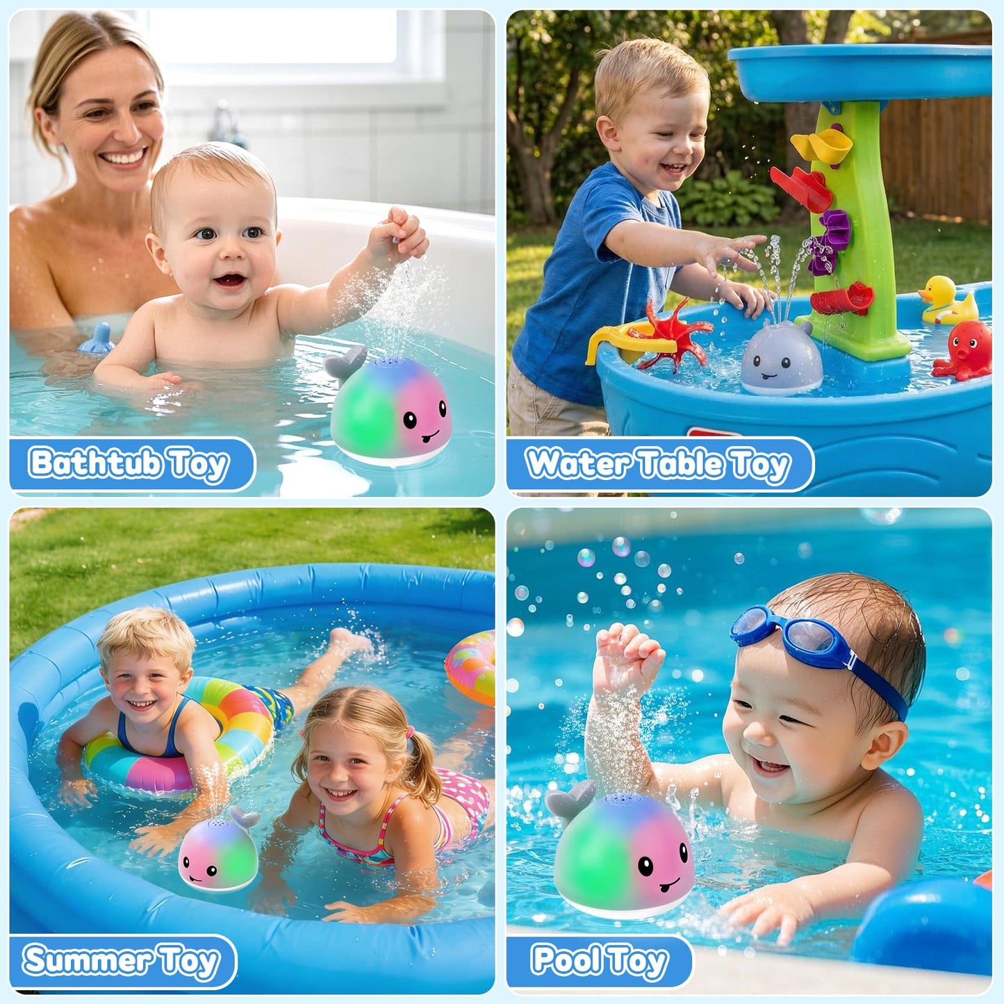 Gigilli Baby Bath Toys – Light-Up Whale Sprinkler for Ages 1-3 (Rechargeable)