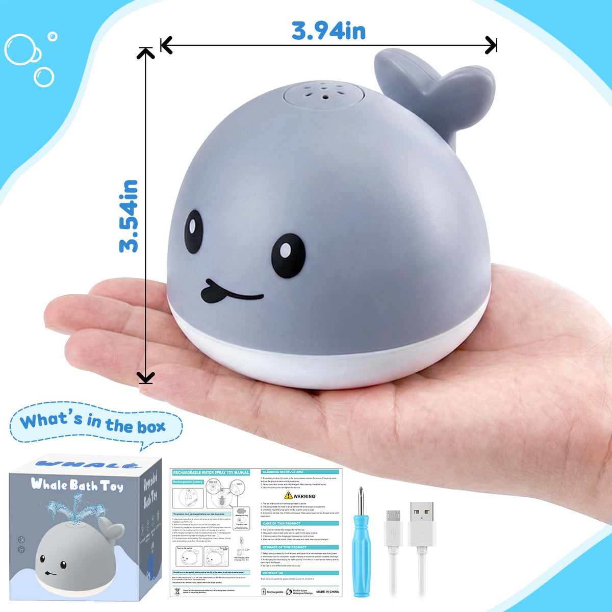 Gigilli Baby Bath Toys – Light-Up Whale Sprinkler for Ages 1-3 (Rechargeable)