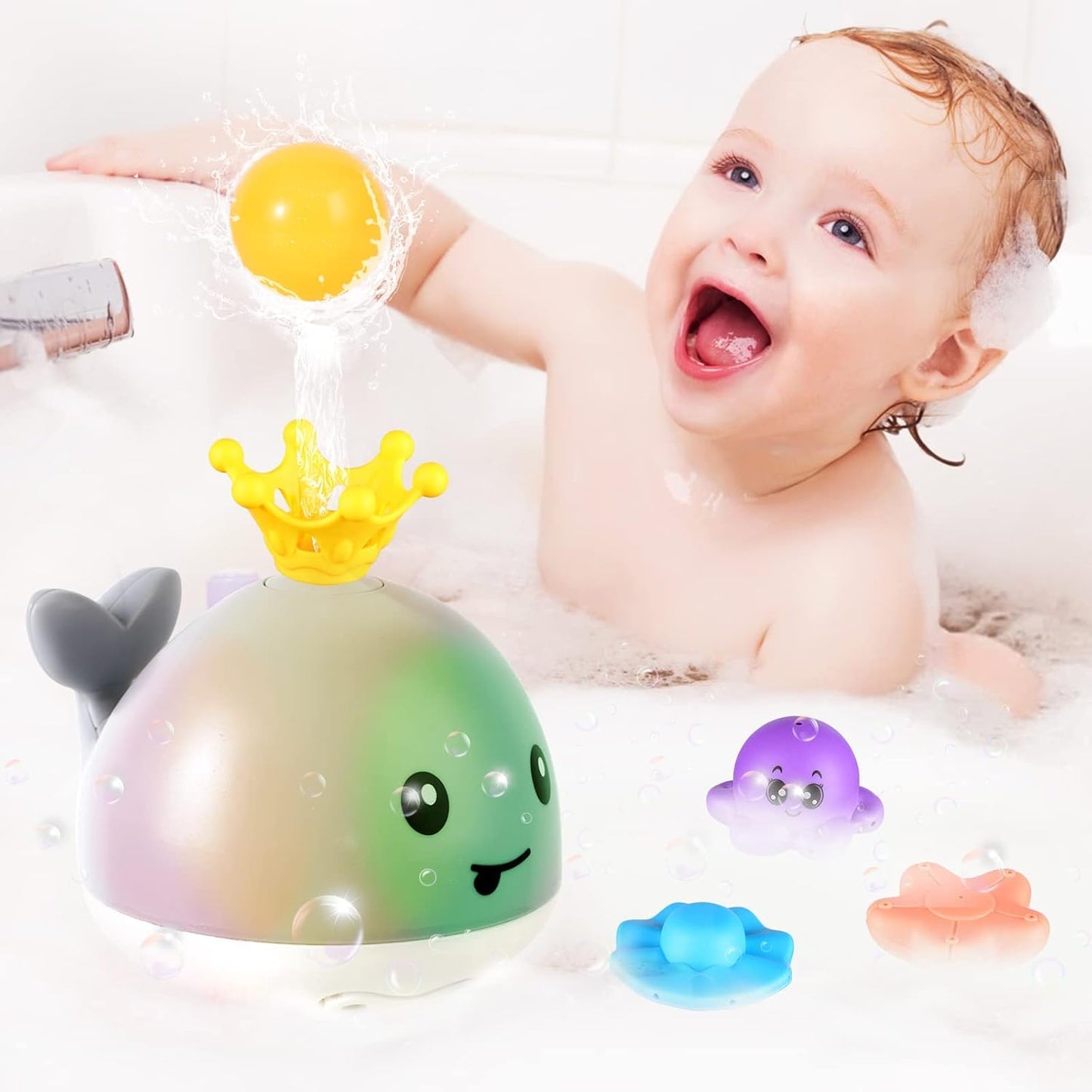 Gigilli Baby Bath Toy Whale with 4 Modes | Light-Up Bath Toy for Toddlers 1-3