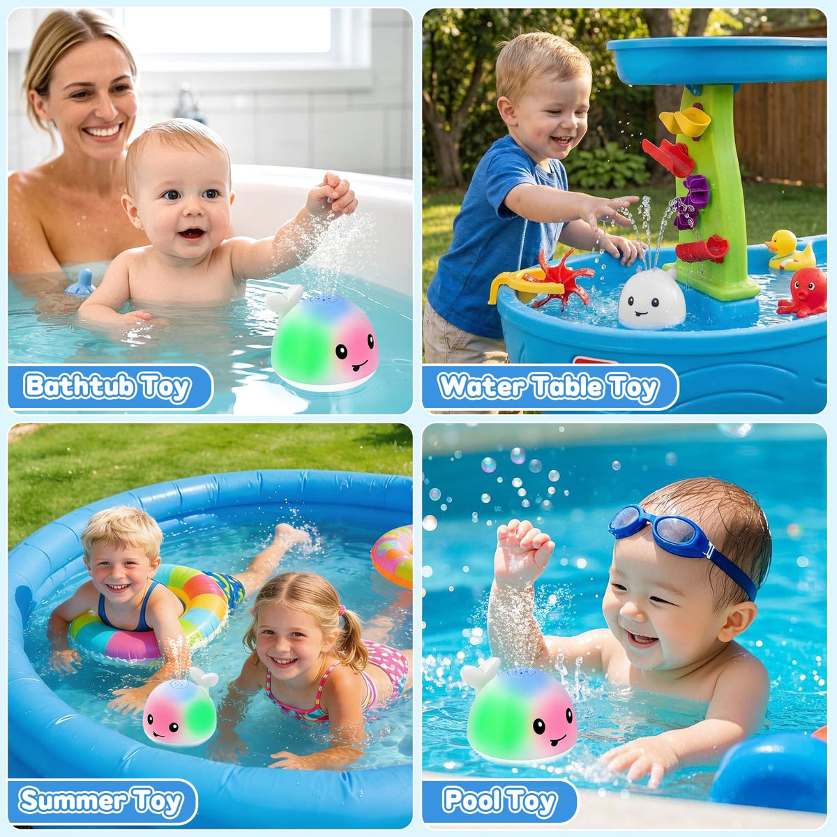 Gigilli Whale Bath Toy Sprinkler – Light-Up Bath Toy for Babies 6-36 Months | Bath Time Fun Gift