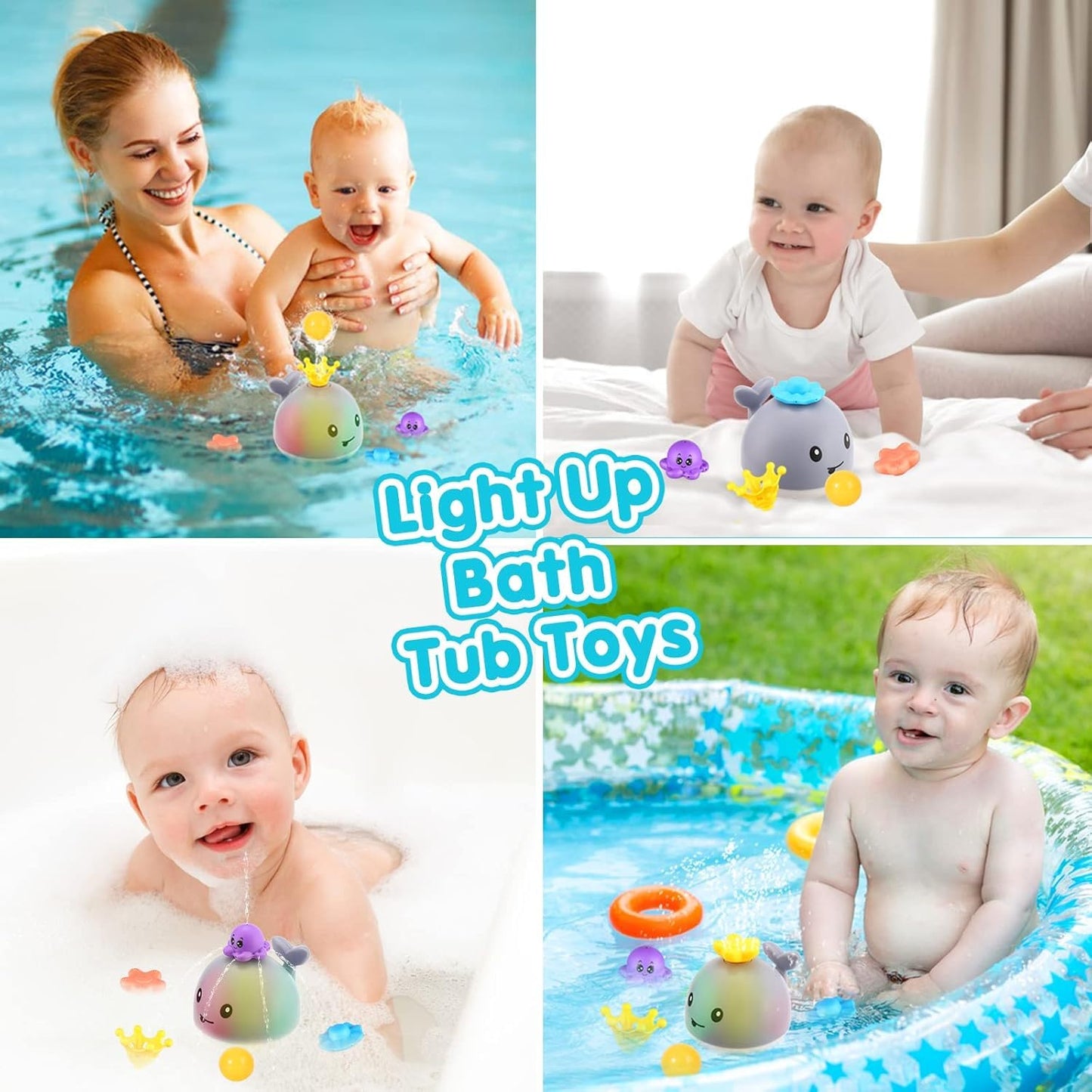 Gigilli Baby Bath Toy Whale with 4 Modes | Light-Up Bath Toy for Toddlers 1-3