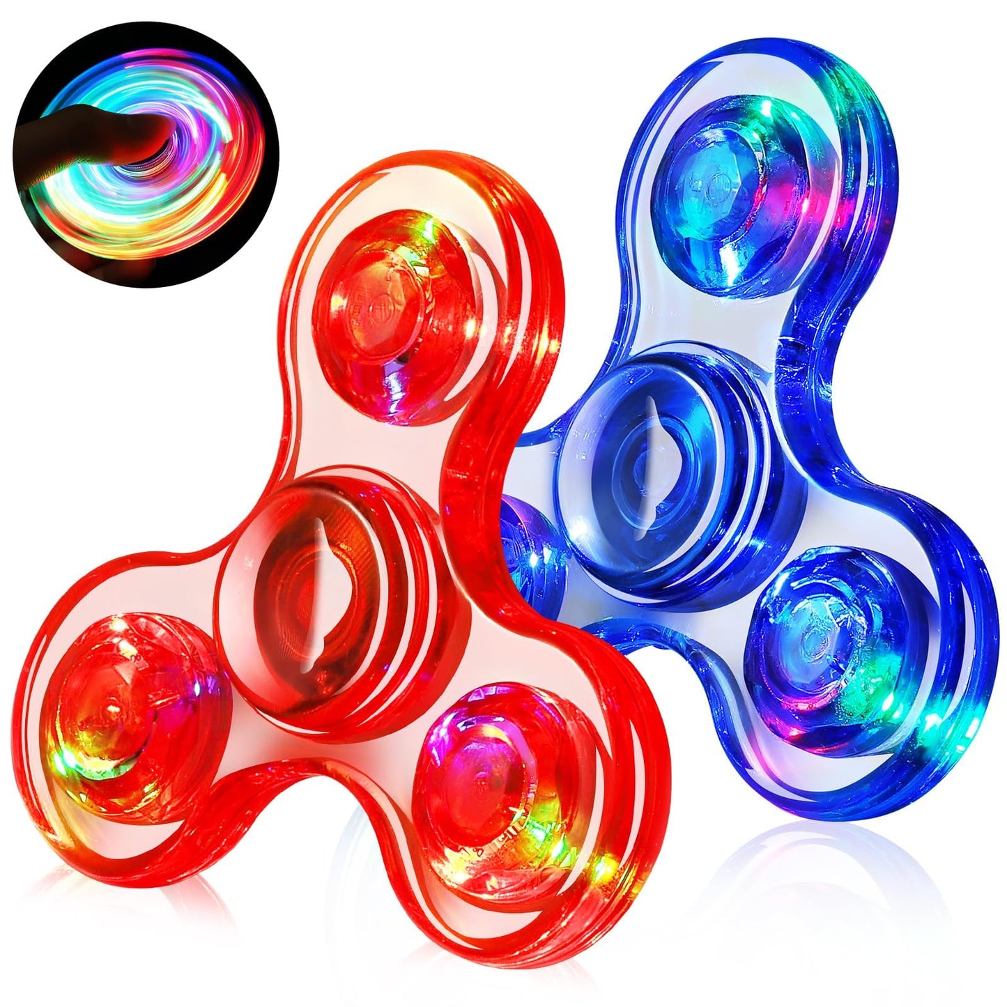 Gigilli Fidget Spinners for Kids – 2 Pack LED Light Up Glow-in-the-Dark Sensory Toys for ADHD/Autism | Portable Classroom Prizes