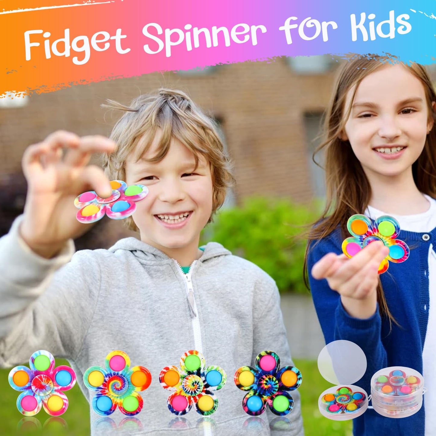 Gigilli Fidget Spinners Pop Pack – 2 Pack Sensory Toys for Kids 4-12, ADHD & Autism Friendly