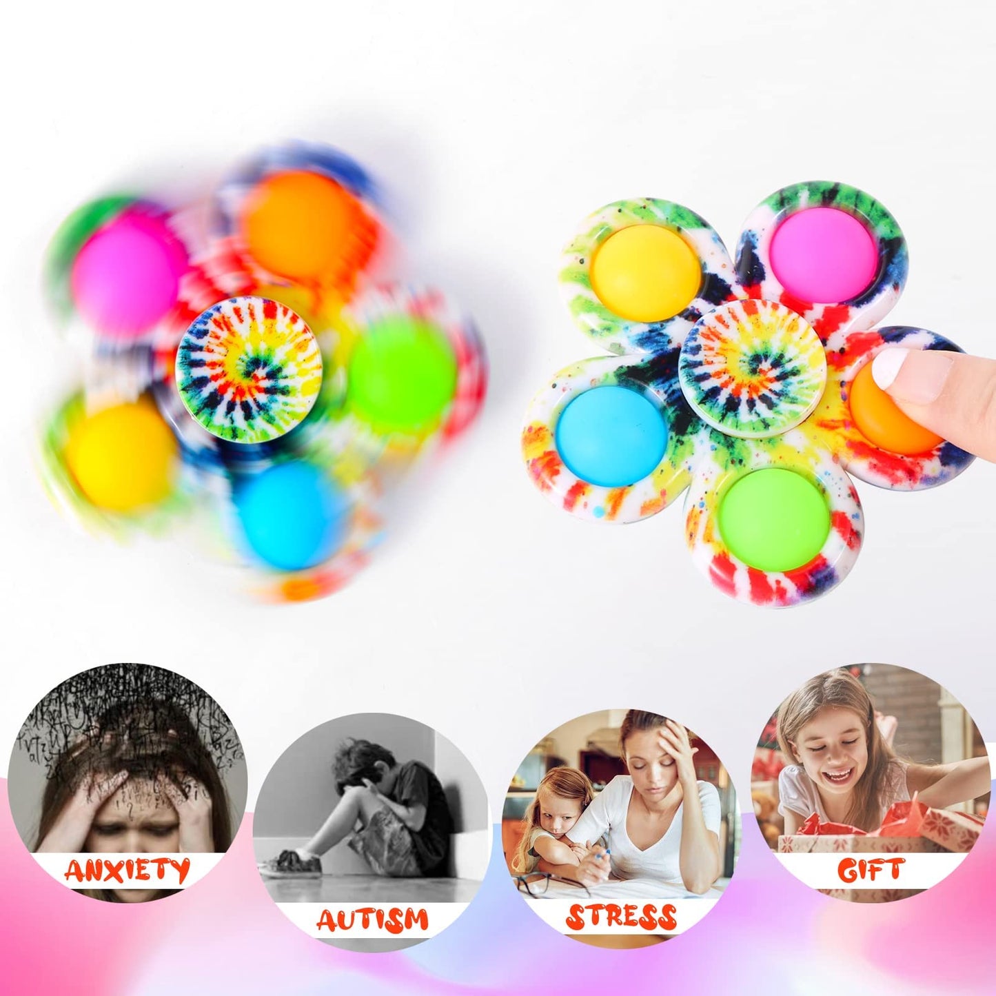 Gigilli Fidget Spinners Pop Pack – 2 Pack Sensory Toys for Kids 4-12, ADHD & Autism Friendly