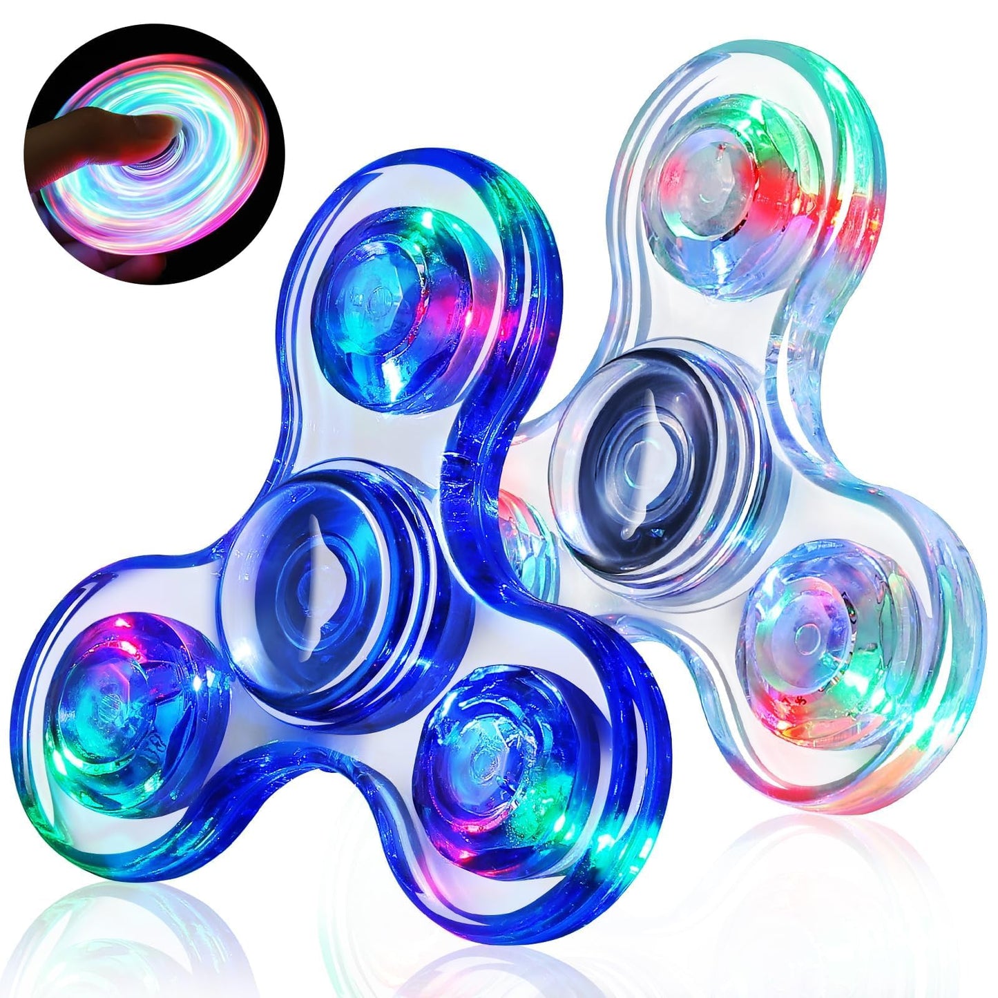 Gigilli Glow LED Fidget Spinners 2-Pack – Light-Up Sensory Toys for Kids (ADHD Autism Friendly)