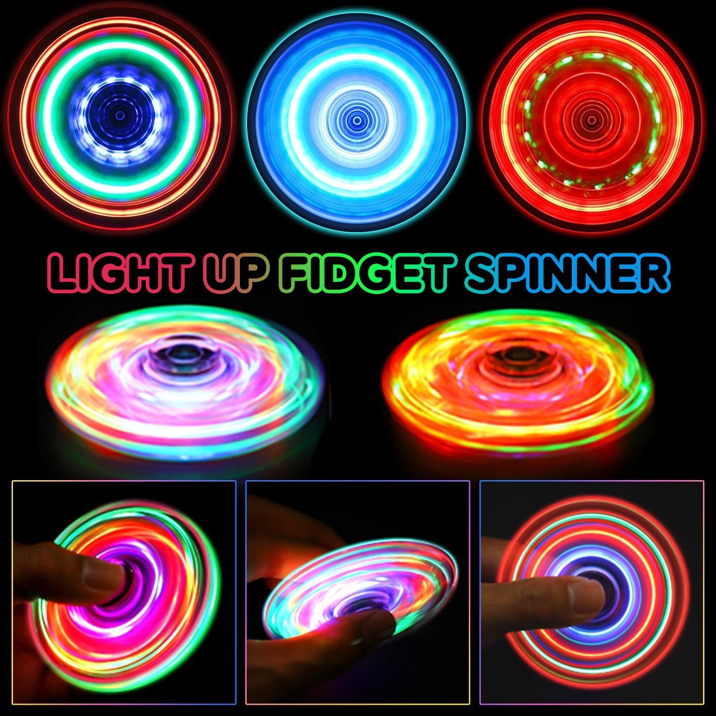 Gigilli Glow LED Fidget Spinners 2-Pack – Light-Up Sensory Toys for Kids (ADHD Autism Friendly)