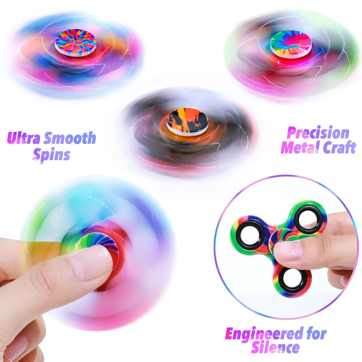Gigilli 12-Pack Metal Fidget Spinners – Quiet, Ultra-Smooth Sensory Toys for Kids & Adults