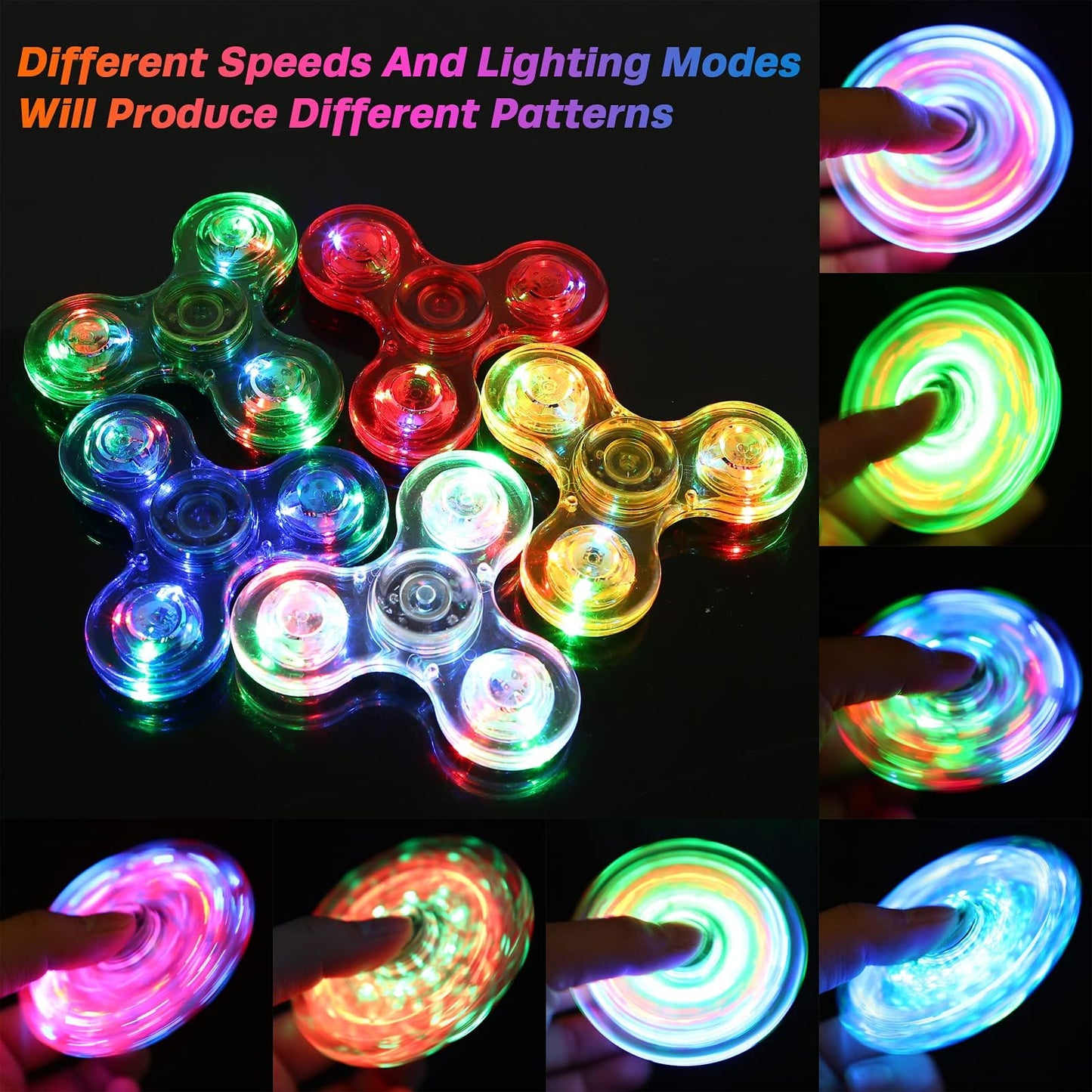 Gigilli 12 Pack Glow-in-the-Dark LED Fidget Spinners | Party Favors, Classroom Prizes & Gift Bags