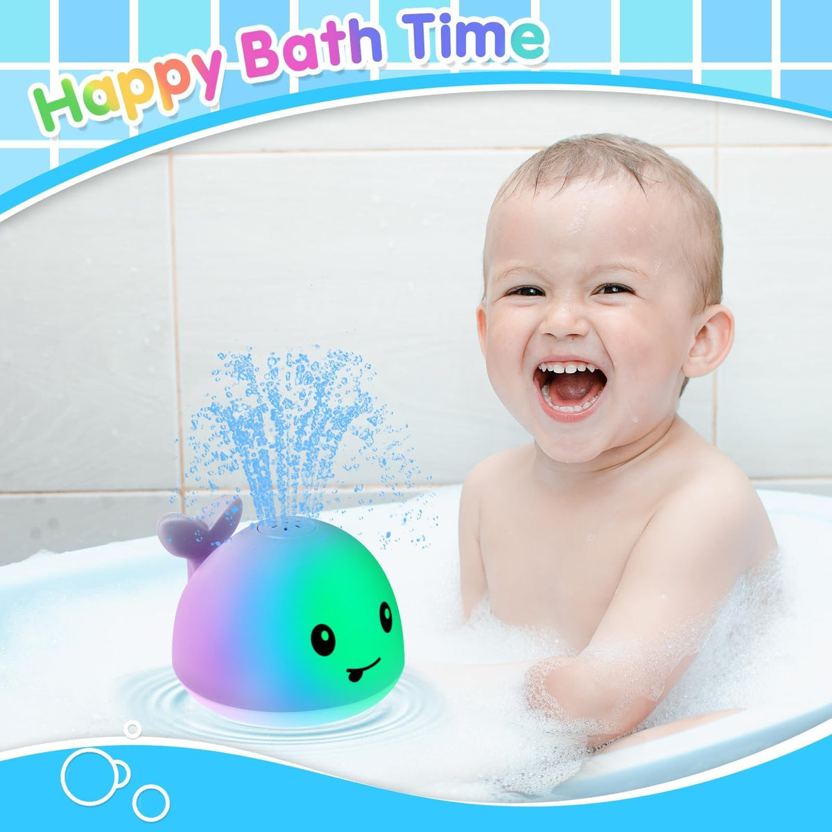 Gigilli Whale Bath Toy – Rechargeable Light-Up Sprinkler for Toddlers 1-3
