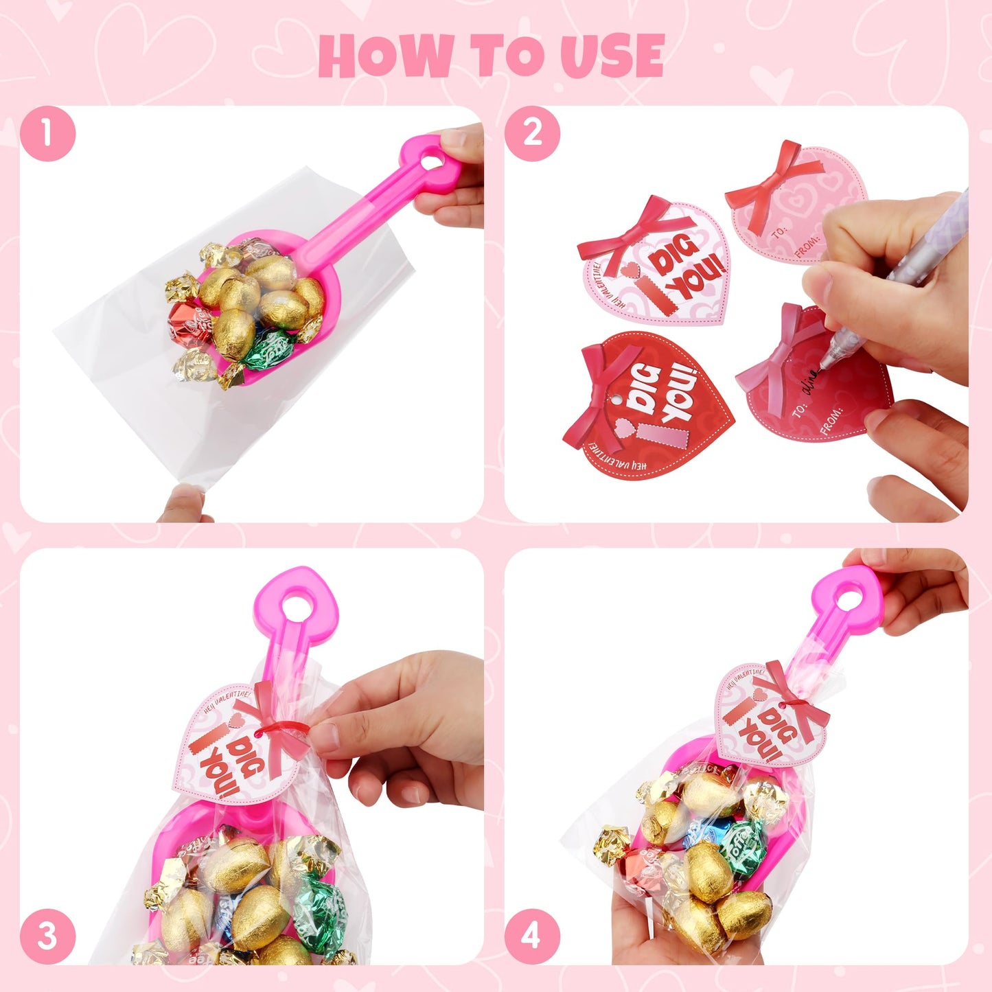 Giiffu 28PCS Valentine Shovels with I Dig You Cards | Classroom Party Favors