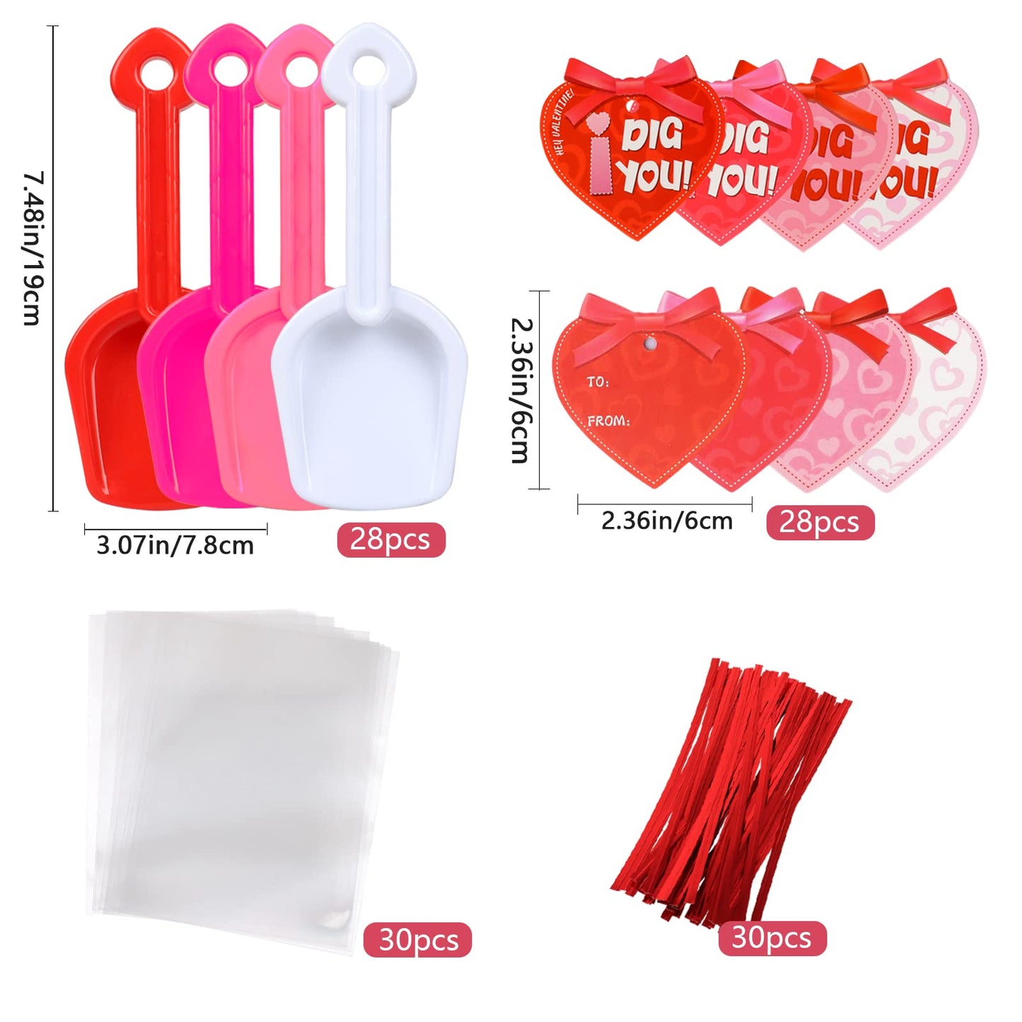 Giiffu 28PCS Valentine Shovels with I Dig You Cards | Classroom Party Favors