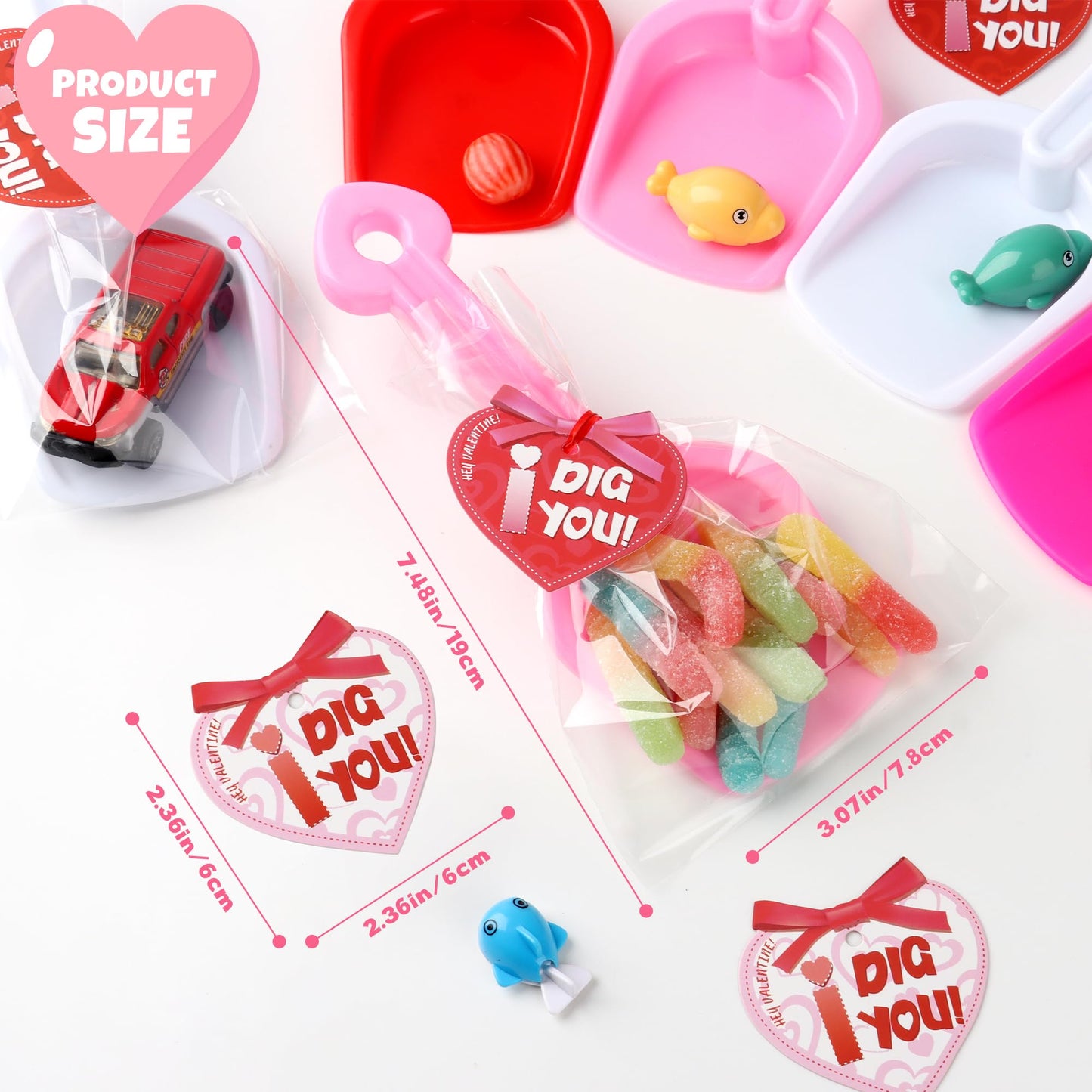 Giiffu 28PCS Valentine Shovels with I Dig You Cards | Classroom Party Favors