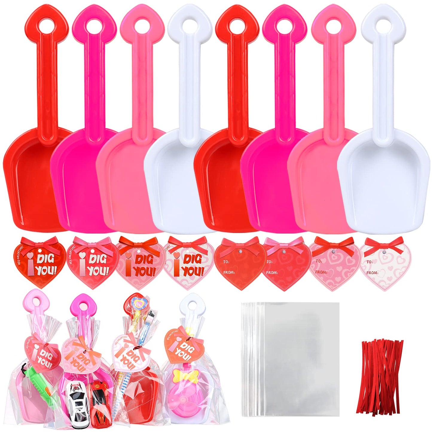 Giiffu 28PCS Valentine Shovels with I Dig You Cards | Classroom Party Favors
