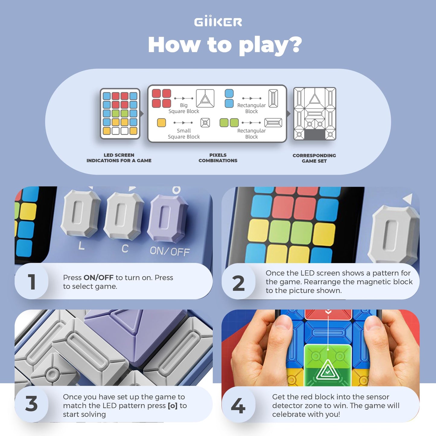 GiiKER Super Slide Puzzle - 500+ Challenges Brain Teaser for Kids | Travel-friendly Lavender