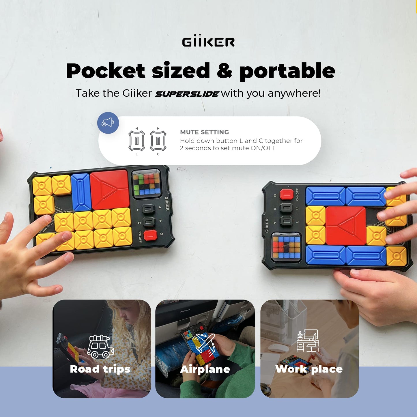 GiiKER Super Slide Puzzle - 500+ Challenges Brain Teaser for Kids | Travel-friendly Lavender