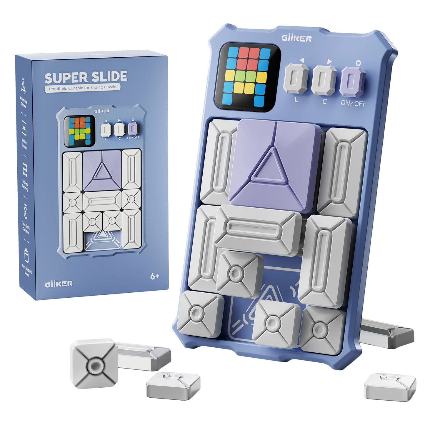 GiiKER Super Slide Puzzle - 500+ Challenges Brain Teaser for Kids | Travel-friendly Lavender