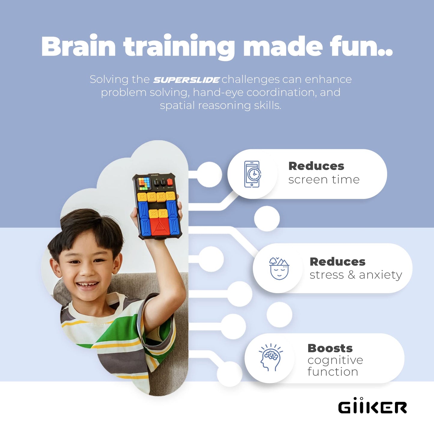 GiiKER Super Slide Puzzle - 500+ Challenges Brain Teaser for Kids | Travel-friendly Lavender