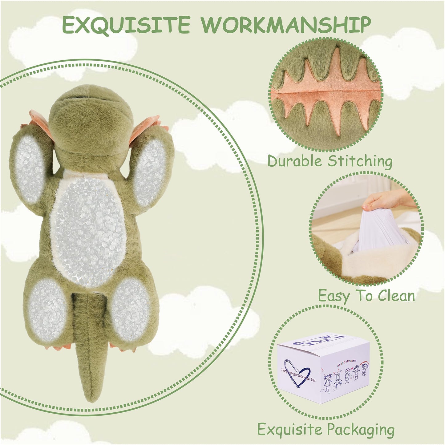 GILFWM Weighted Dinosaur Plush – 26.8 inch Pillow, 5 lb, Washable