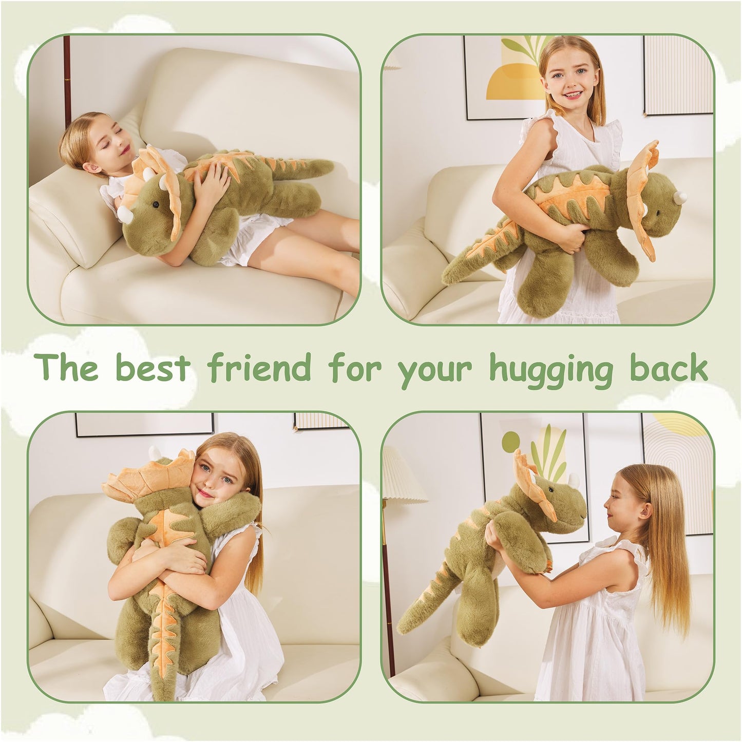 GILFWM Weighted Dinosaur Plush – 26.8 inch Pillow, 5 lb, Washable