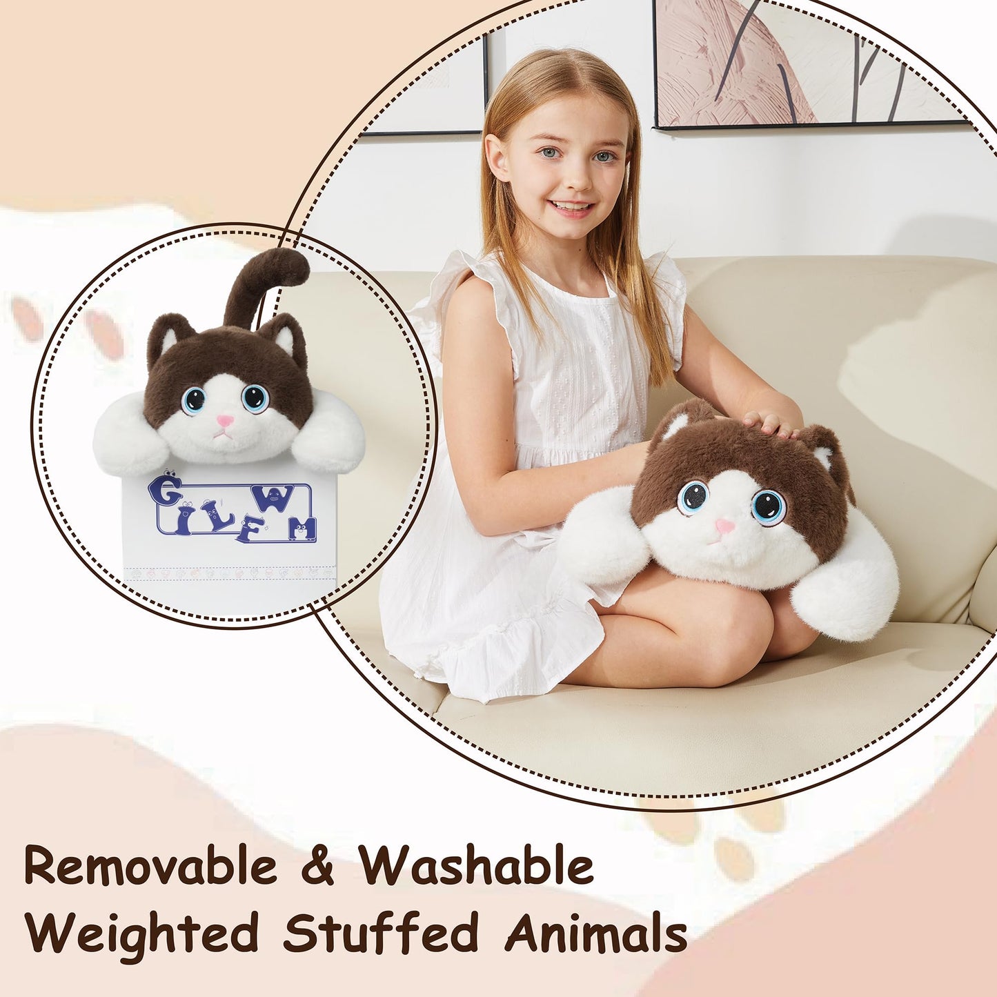 GILFWM Weighted Cat Plush – 21.3in, 3 lb, Safe & Washable