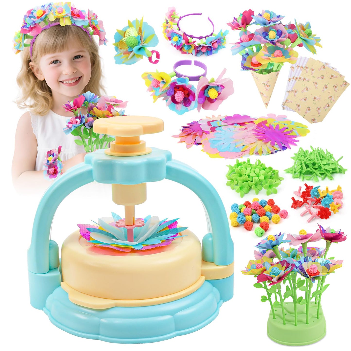 GILI Flower Craft Kit for Kids 4-8 – DIY Fabric Bouquet, No Glue, 32+ Flowers, Reusable STEM Gift