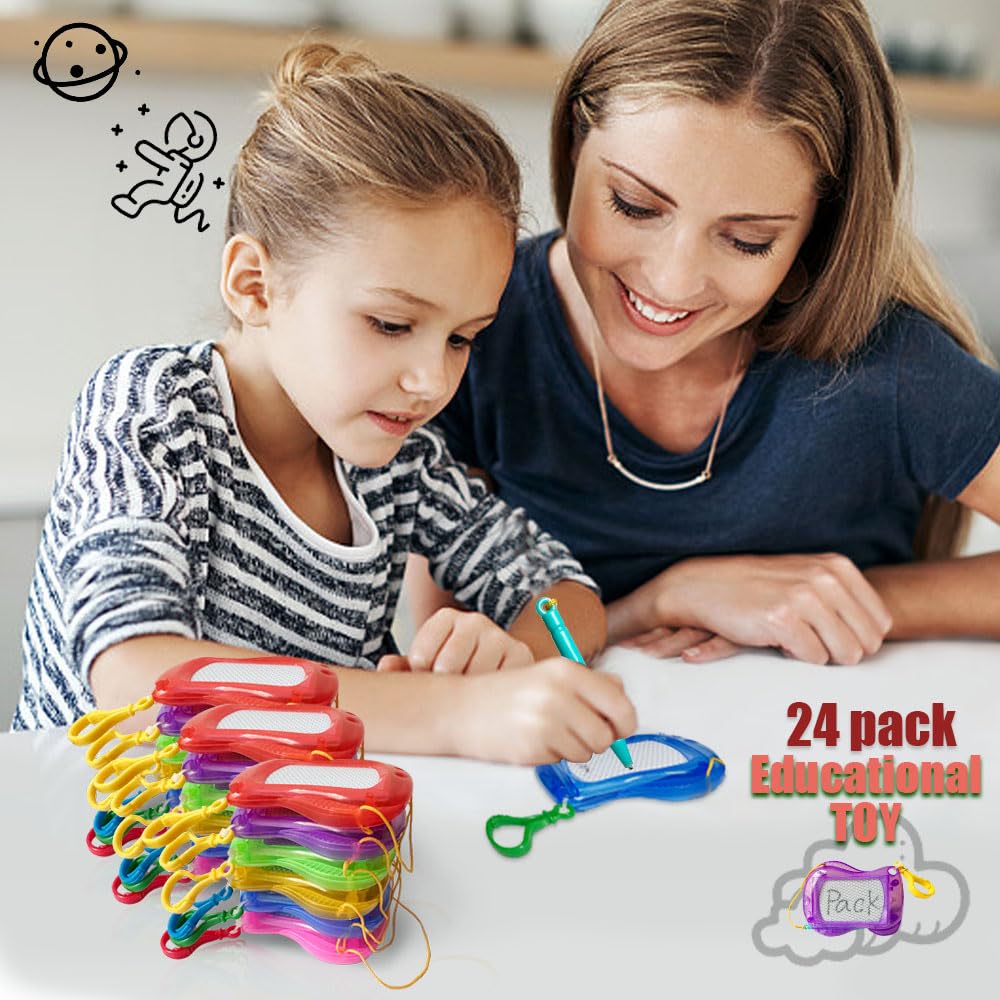 Giliger 24 Pack Mini Magnetic Drawing Board Keychain for Backpack – Portable Erasable Sketch Toys Bulk