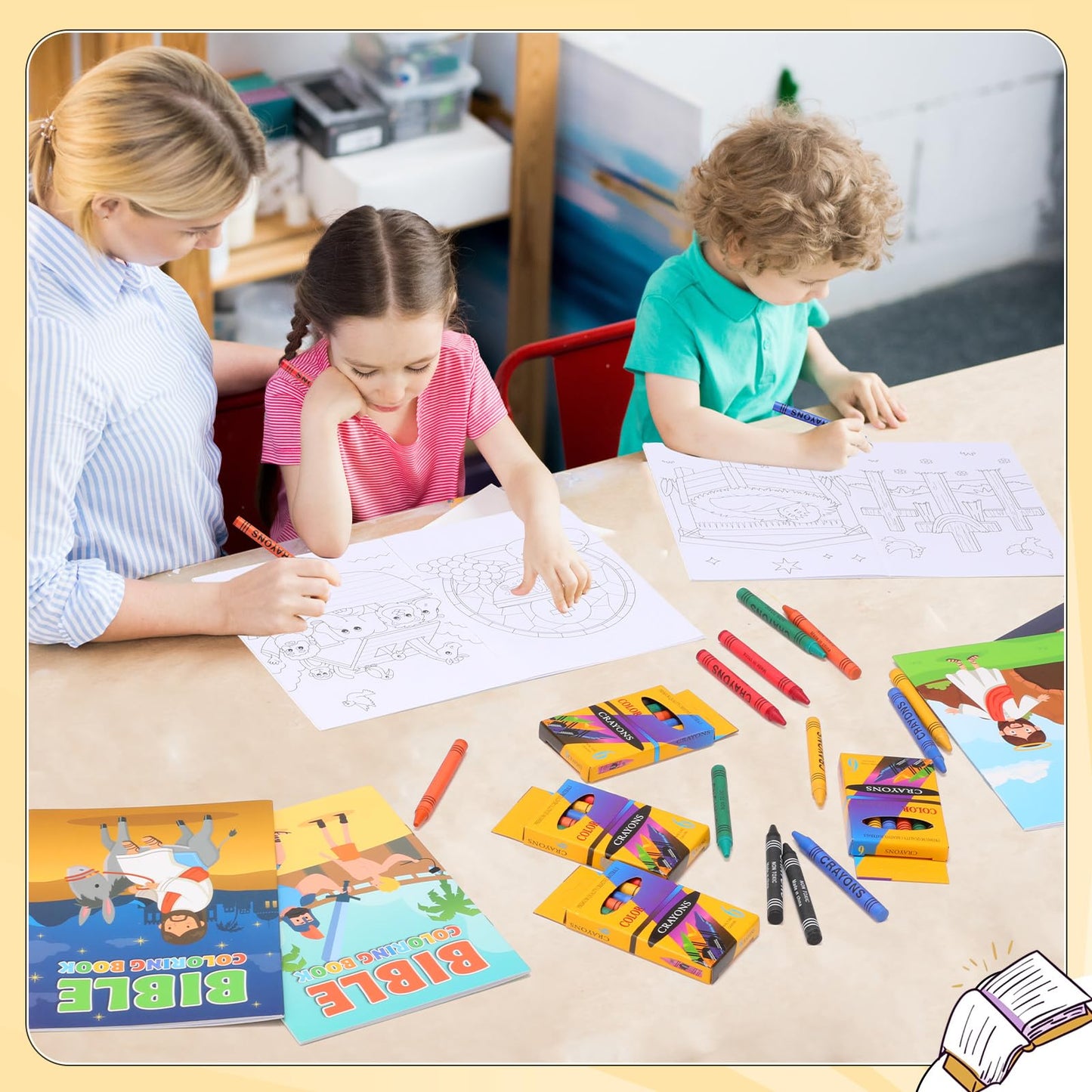 Gilprop 336pcs Christian Coloring Books with Crayons – Bible Stories for Kids