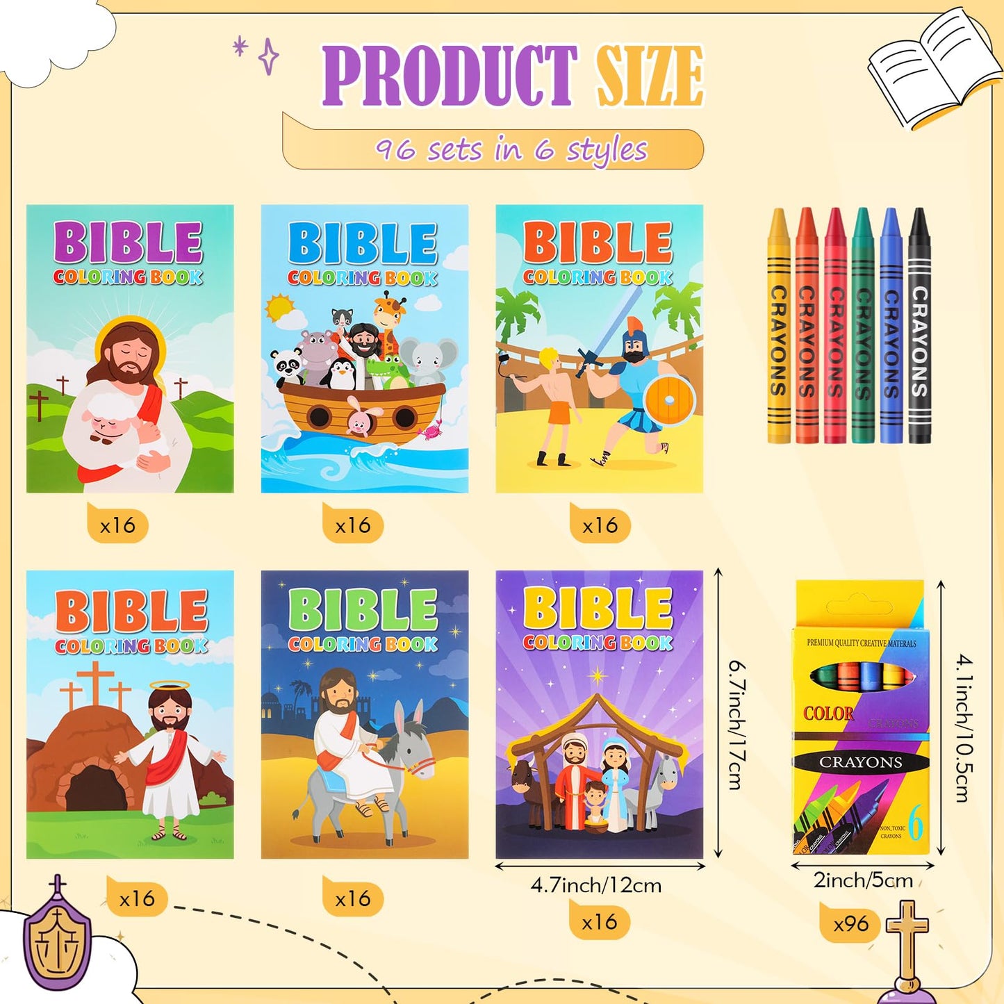 Gilprop 168pcs Christian Coloring Books with Crayons – Easter Bible Story Kit