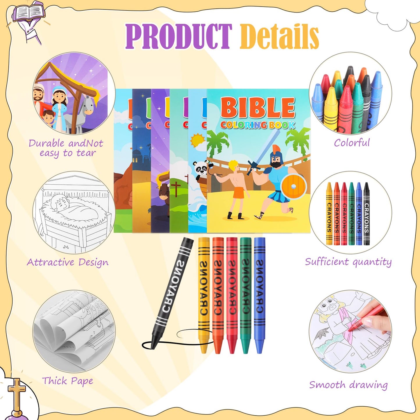 Gilprop 168pcs Christian Coloring Books with Crayons – Easter Bible Story Kit