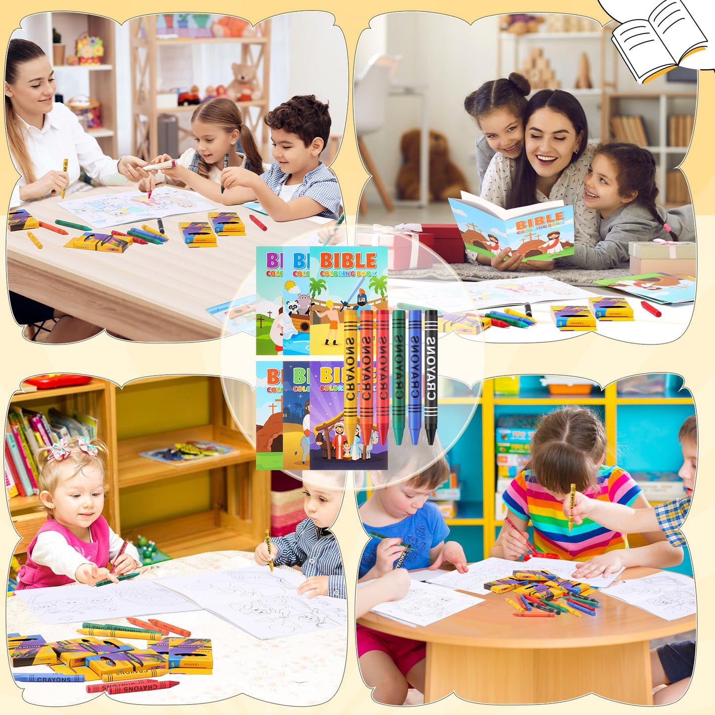 Gilprop 168pcs Christian Coloring Books with Crayons – Easter Bible Story Kit