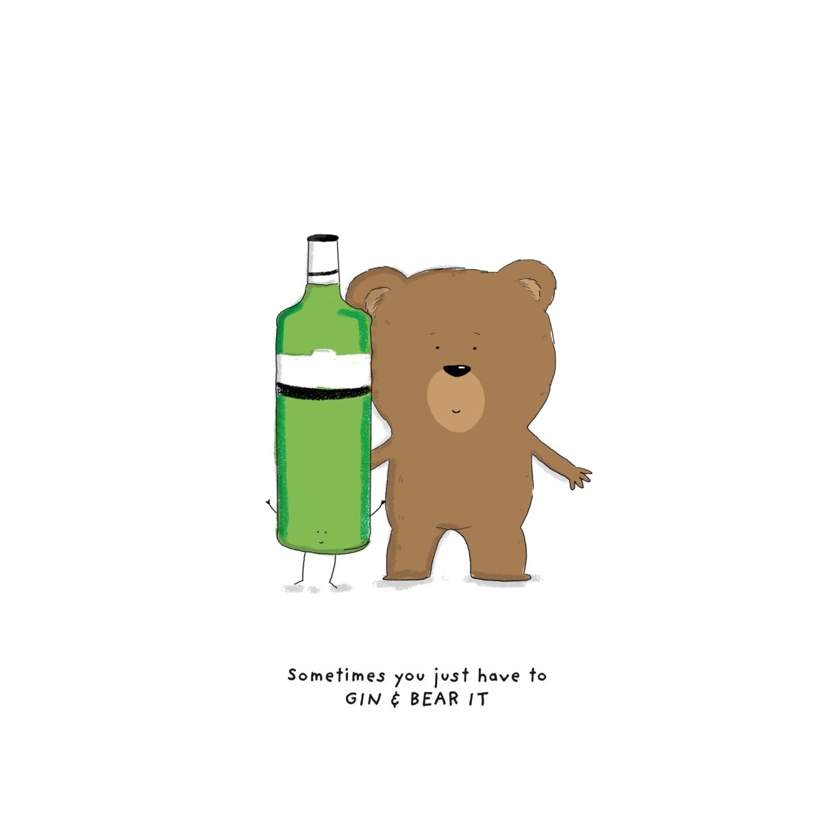 Gin And Bear It – Funny Gin Wall Art Print