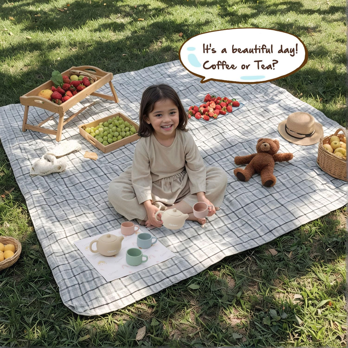 Ginbear Silicone Play Kitchen Tea Set for Toddlers – Non-Toxic & Unbreakable (Ivory, Pink, Mauve, Lilac)