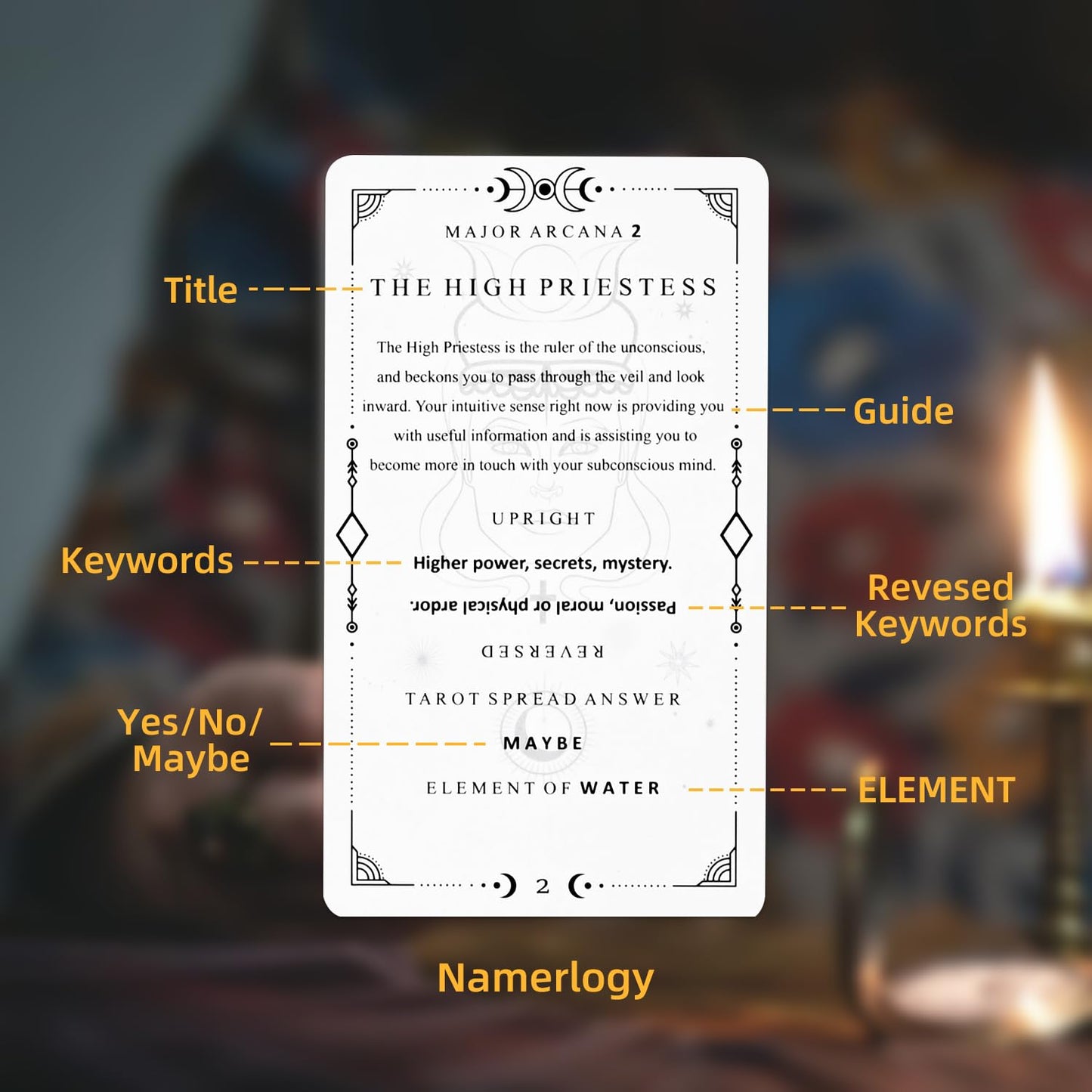 GINCEVHY 78 Clear Text Pattern Tarot Cards - Beginner Tarot Deck with Upright and Reversed Meanings